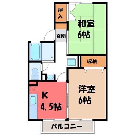 宇都宮駅 バス30分  姿川橋下車：停歩2分 1階の物件間取画像